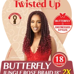 Butterfly Jungle Rose Braids -Primal Shop HT KXTUBJRB2X18 Butterfly Jungle Rose Braid 18 2X