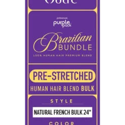 Pre-Stretched Natural French Bulk -Primal Shop HT Purple Pack Brazilian Bundle Pre Streched Bulk Natural French Bulk 24