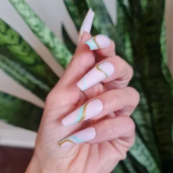 Pink Geometric Press On Nails