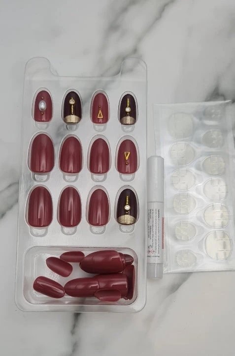 Red & Brown Press On Nails 3 Red & Brown Press On Nails