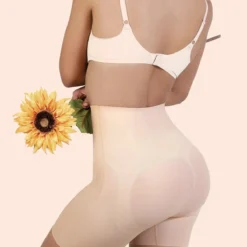 Seamless High-Rose Tummy Control Short 15 Seamless High-Rose Tummy Control Short -Primal Shop U STMYSHT2 beige back