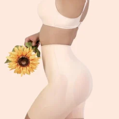 Seamless High-Rose Tummy Control Short 16 Seamless High-Rose Tummy Control Short -Primal Shop U STMYSHT2 beige side 1