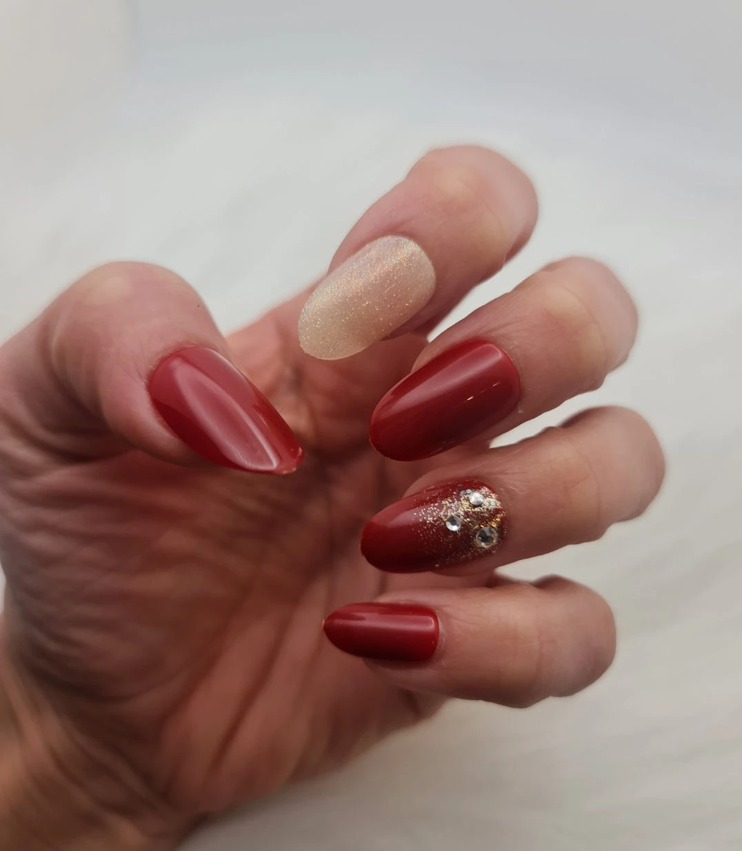 Almond Red Press On Nails 6 Almond Red Press On Nails - Image 4