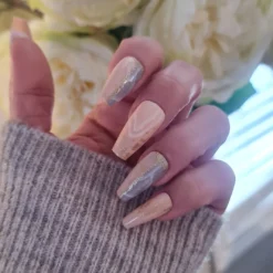 Beige Purple Press On Nails