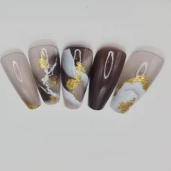 Grey Gold Press On Nails 7 Grey Gold Press On Nails -Primal Shop greygold1