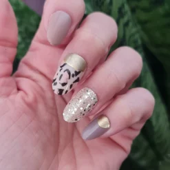 Gold Rhinestones Press On Nails
