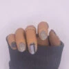 Almond Grey With Glitters Press On Nails