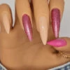 Pink Glitter Press On Nails
