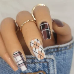 Beige And Brown Press On Nails
