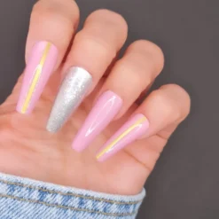 Pink Gold Press On Nails