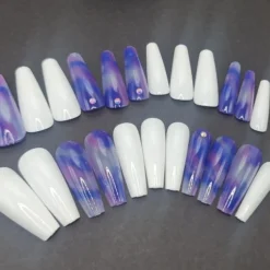 Purple And WhitePress On Nails 5 Purple And WhitePress On Nails -Primal Shop purplewhite1