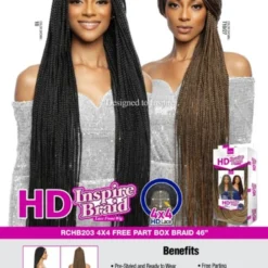 4 X 4 Free Part Box Braid Wig -Primal Shop rchb2031m