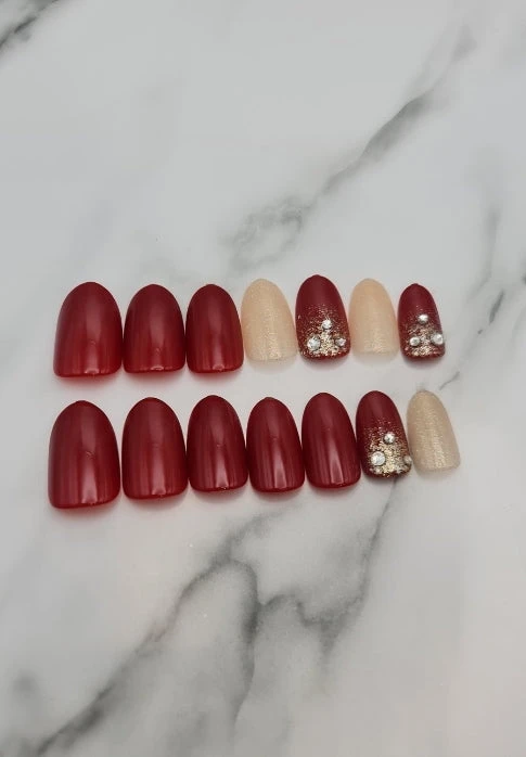 Almond Red Press On Nails 4 Almond Red Press On Nails - Image 2