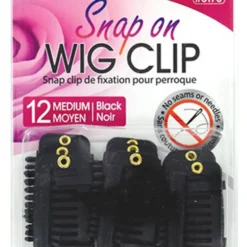 12 Pcs Snap On Wig Clipsblack