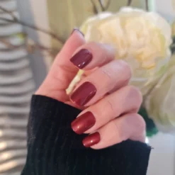 Squared Burgundy Press On Nails