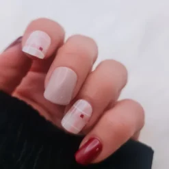 Squared Red & White Press On Nails