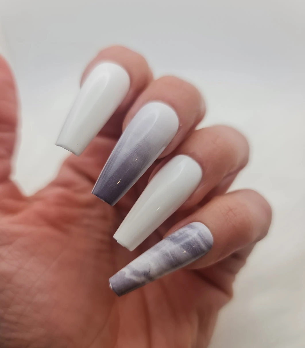 White & Grey Press On Nails 3 White & Grey Press On Nails